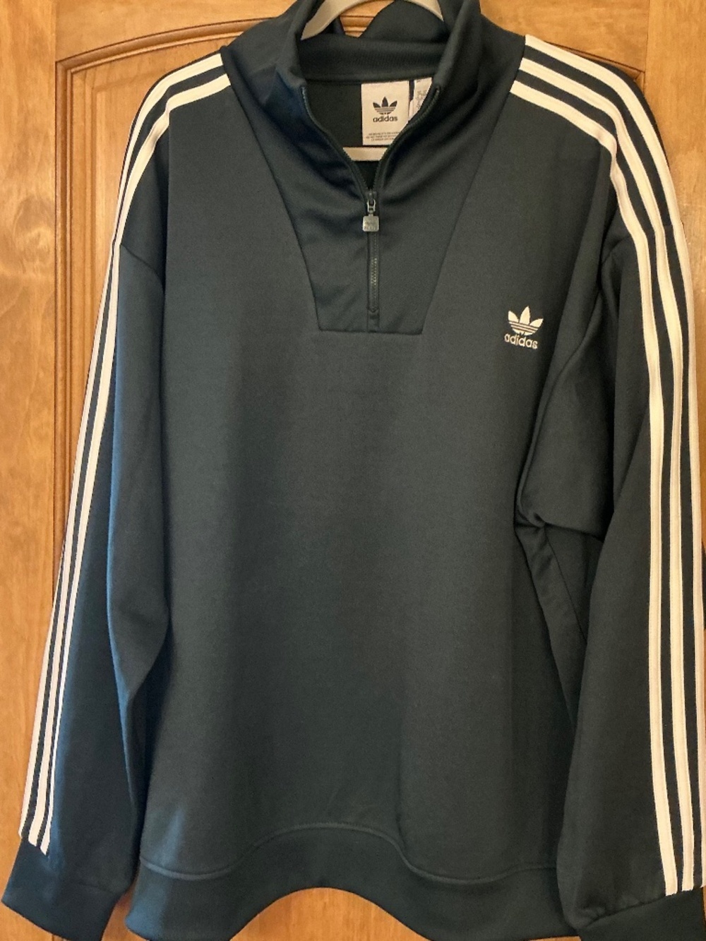 New Men’s Adidas Quarter Zip Pullover in Dark Green XL